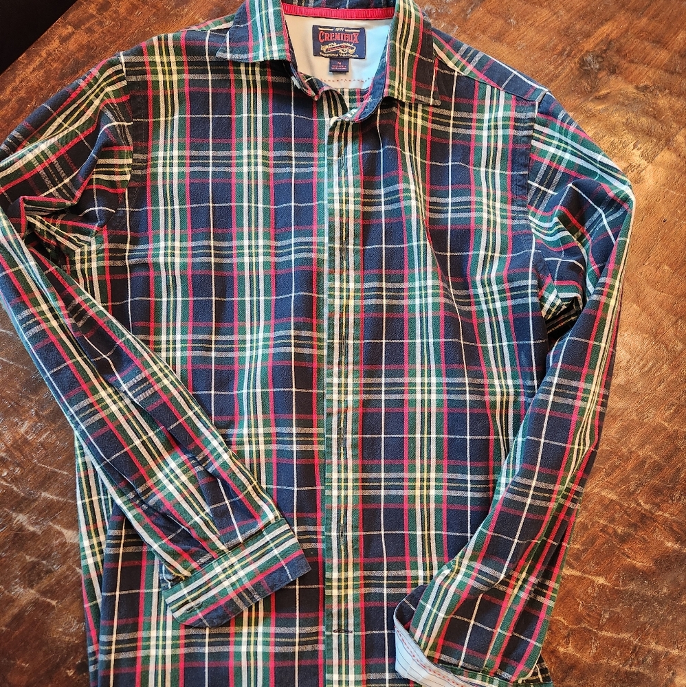 Daniel Cremieux 100% Cotton Plaid Button-Down Shirt Tailored Fit Mens M